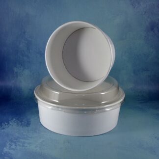 ENSALADERA DE POLIPAPEL BLANCA CON TAPA DE 38 OZ