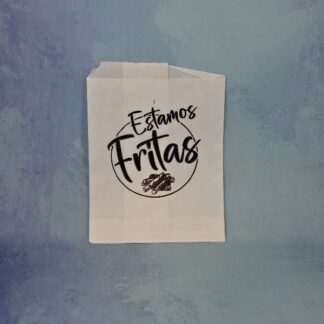 BOLSA DE PAPEL ANTIGRASA SIN FUELLE IMPRESA 11 X 14 CM