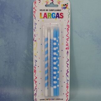 VELAS LARGAS IMPRESAS PLATA X 10U