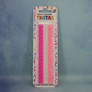 VELAS FINITAS 17CM ROSA X24