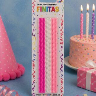 VELAS FINITAS 17CM ROSA X24