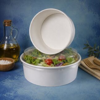 ENSALADERA DE POLIPAPEL BLANCA CON TAPA DE 38 OZ