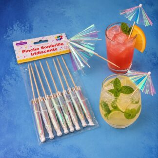 PINCHE COCKTAIL SOMBRILLA IRIDISCENTES X 8U