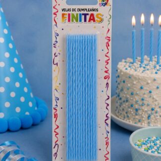 VELAS FINITAS 17CM CELESTE X24